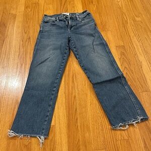 FRAME DENIM- Le High Straight Cropped Blue Jeans